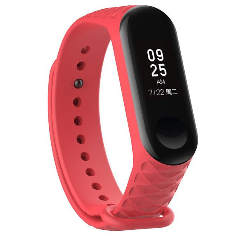 Diamond Grain Silicone Strap Replacement Sport Watch Band for Xiaomi Miband 3