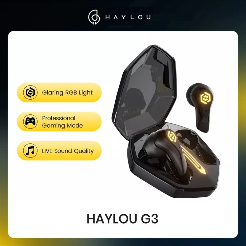 Haylou G3 TWS bluetooth Earphone Professional Gaming Headset Low-latency Glaring RGB Light HiFi Bass Headphone