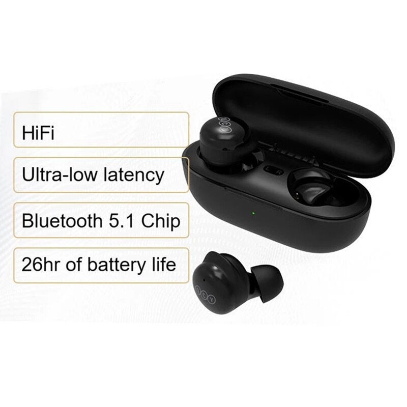 QCY T17 TWS bluetooth 5.1 Earphones HIFI 3D Stereo Touch Control Headsets Low Latency Mode ENC Earbud Long Standby 26H Headphone
