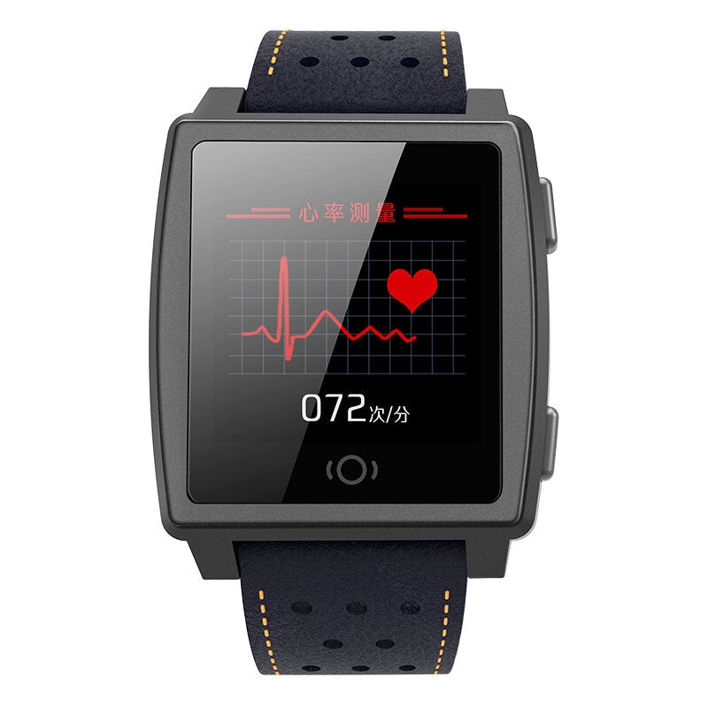 Bakeey CK22 Carbon Fiber Shell Motion Track Record 24-hour Heart Rate Leather Strap Sports Mode Smart Watch