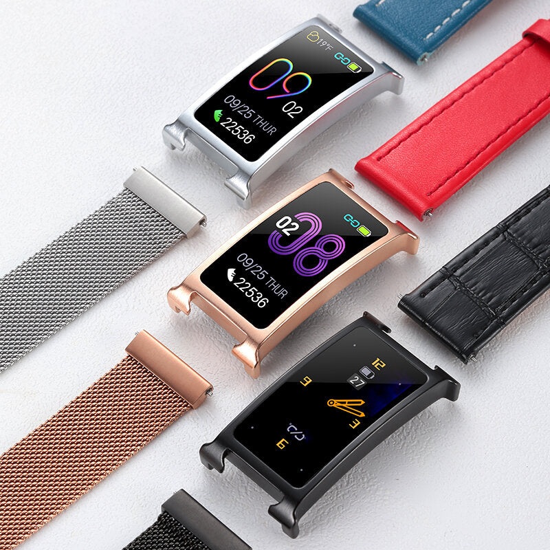 Bakeey F8 Milanese Strap Metal Boday Heart Rate Physiological Cycle Monitor Reject Call Fashion Smart Watch Band