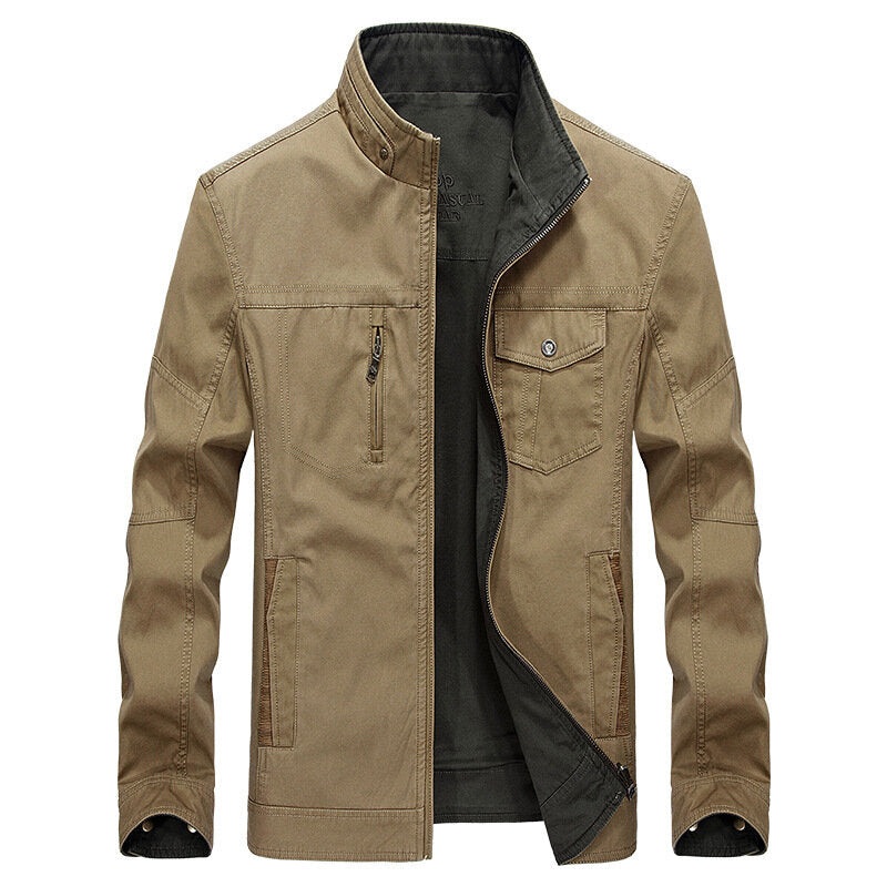100%Cotton Reversible Double Sided Wearable Autumn Cotton Pockets Outdoor Jacket for Men