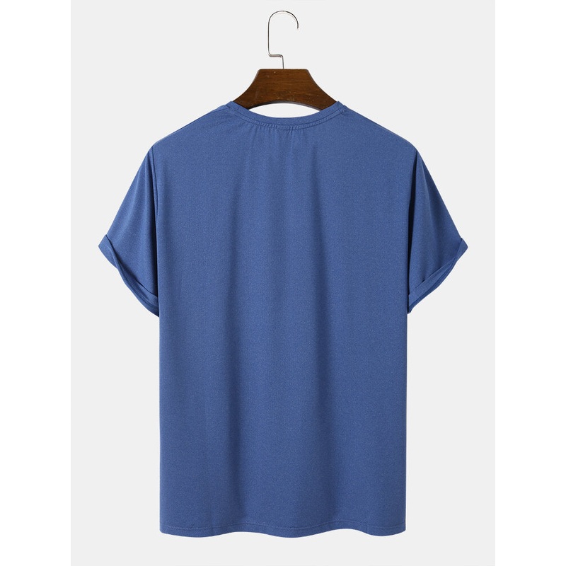 Men High Elastic Breathable Spliced Short Sleeve Quick Dry Soft Activewear Top