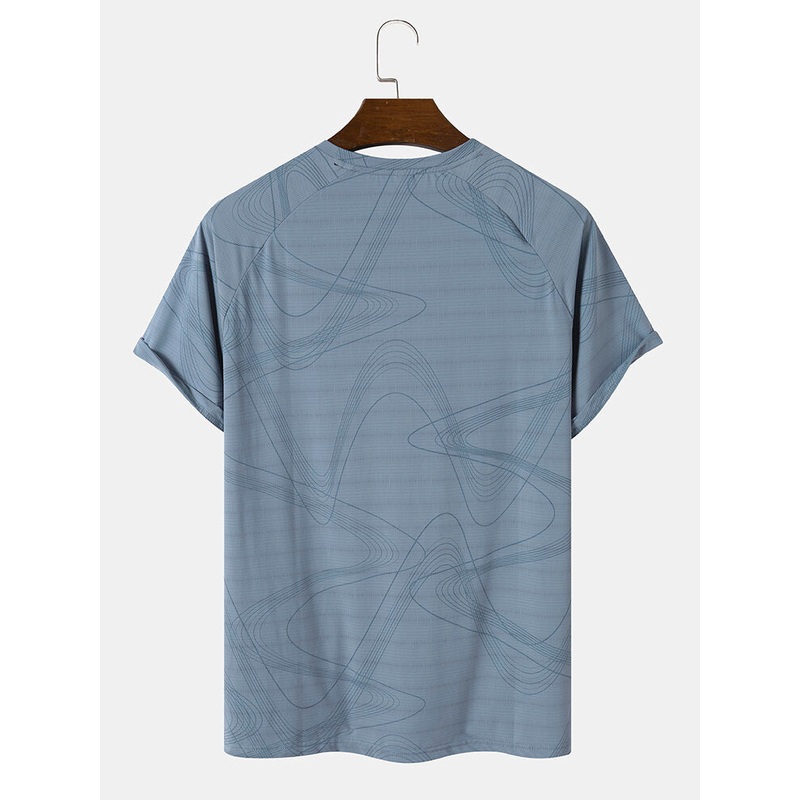 Men Ice Silk High Elastic Flow Lined Short Sleeve Quick Dry Soft Activewear Top