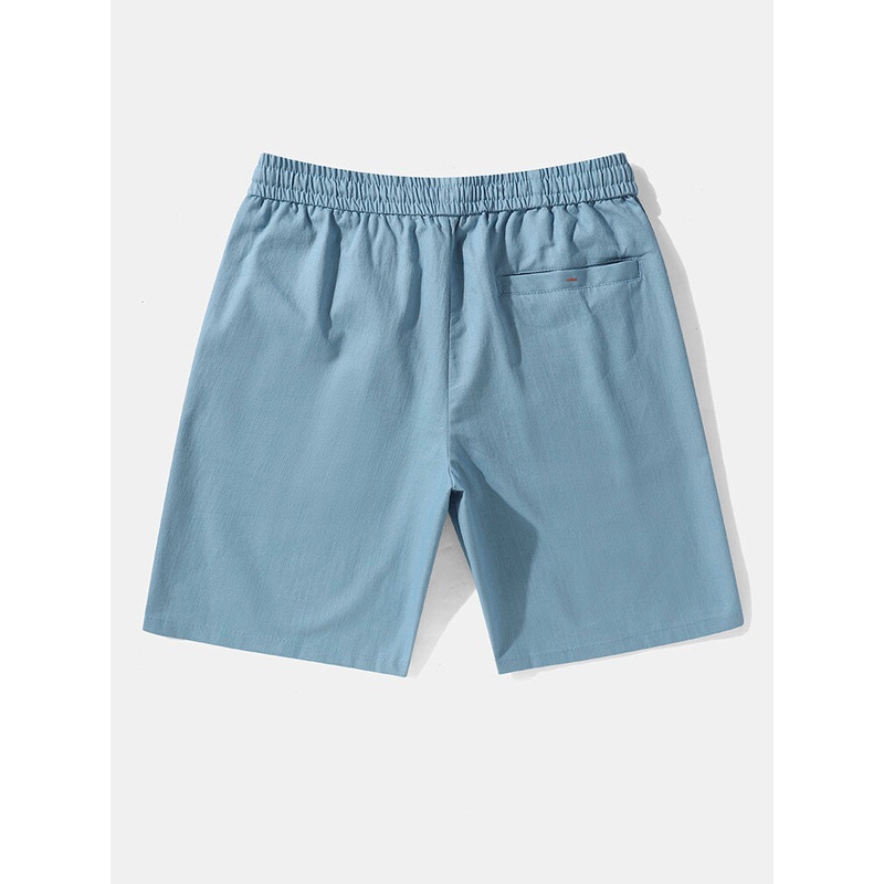 Men Plain Color Drawstring Casual Mid Length Comfortable Stick Pants