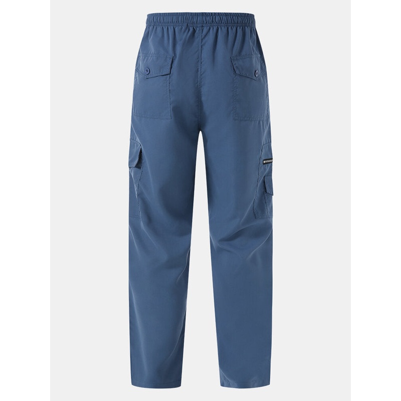 Men Solid Utility Pocket Zip Pocket Ankle Length Casual Cargo Pants