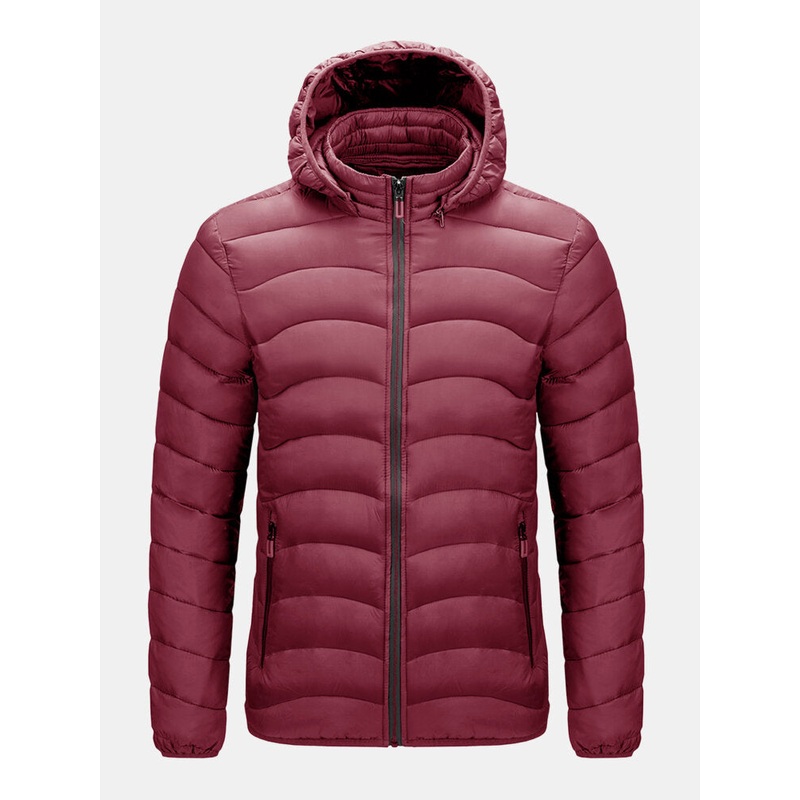 Mens Detachable Hooded Warm Long Sleeve Pocket Down Jacket