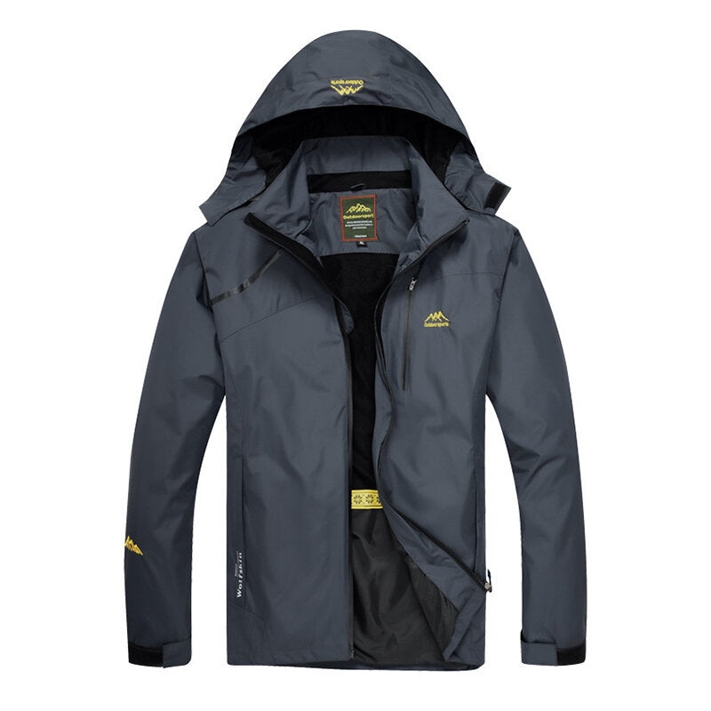 Mens Hiking Sport Waterproof Windproof Detachable Hooded Multi Pocket Outdoor Casual Jacket