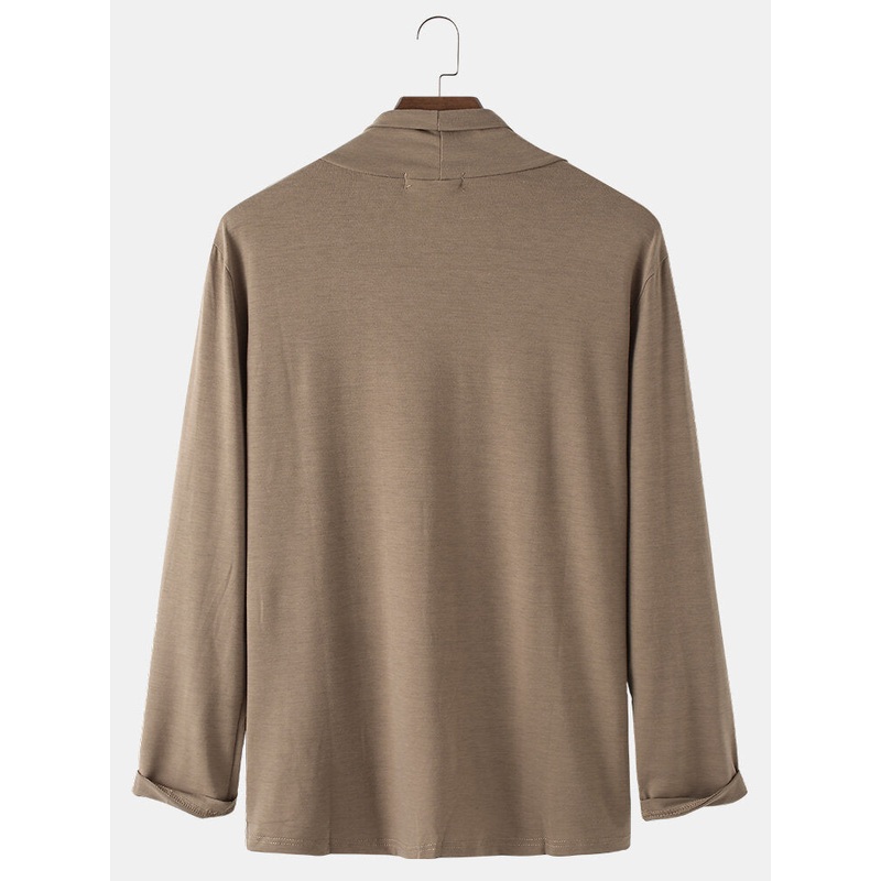 Mens Simple Solid Color Open Front Long Sleeve Cardigans
