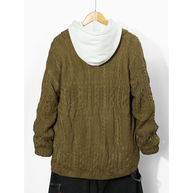 Mens Solid Color Knitting Toggle Sweater Cardigans