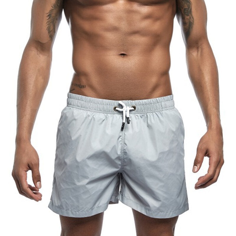 Mens Solid Color Summer Thin Casual Board Shorts