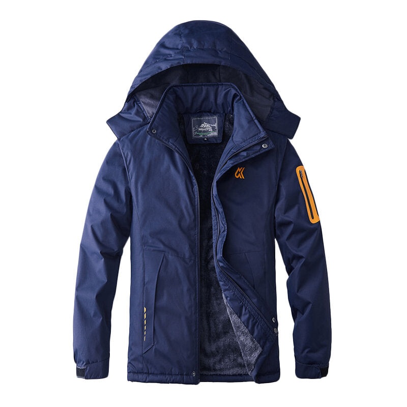 Mens Winter Fleece Warm Waterproof Windproof Plus Size Hooded Outdoor Jacket