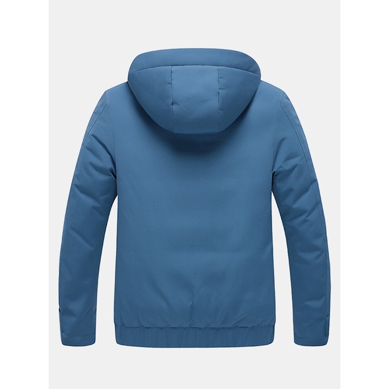 Mens Zipper Hooded Long Sleeve Large Pocket Warm Thicken Coats