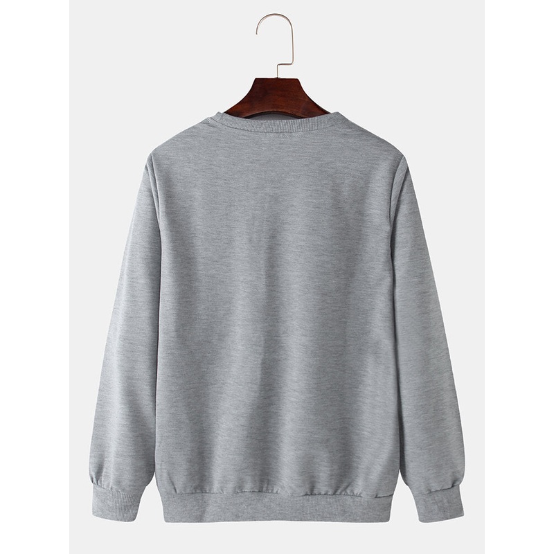 Cotton Mens Letter Print Long Sleeve Breathable Sweatshirts