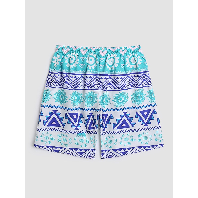 Men Floral & Geometric Print Thin Cool Quick Dry Mesh Lined Board Shorts