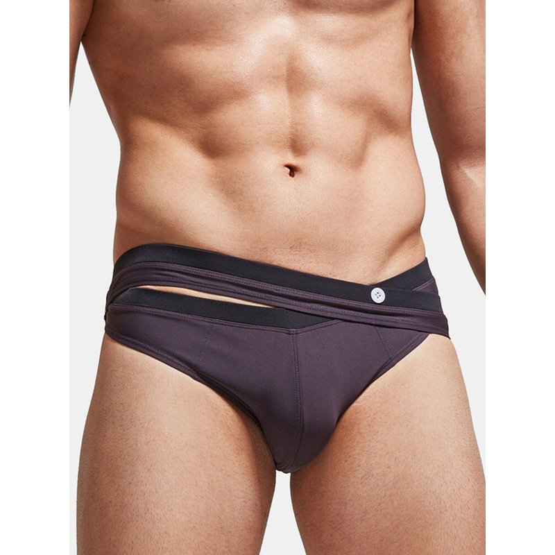Mens Designer Solid Color Quick Dry Swimming Trunks