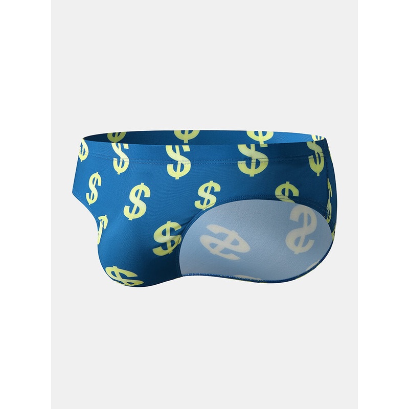 Mens Dollar Pattern Print Swimming Trunks