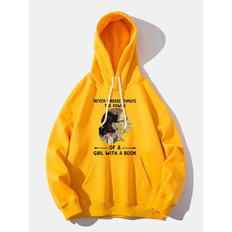 Mens Figure Letter Graphic Print Casual Drawstring Pullover Hoodie