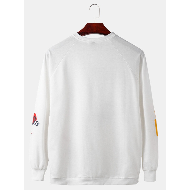 Mens Graffiti Letter Print Cotton Long Sleeve Casual Sweatshirts