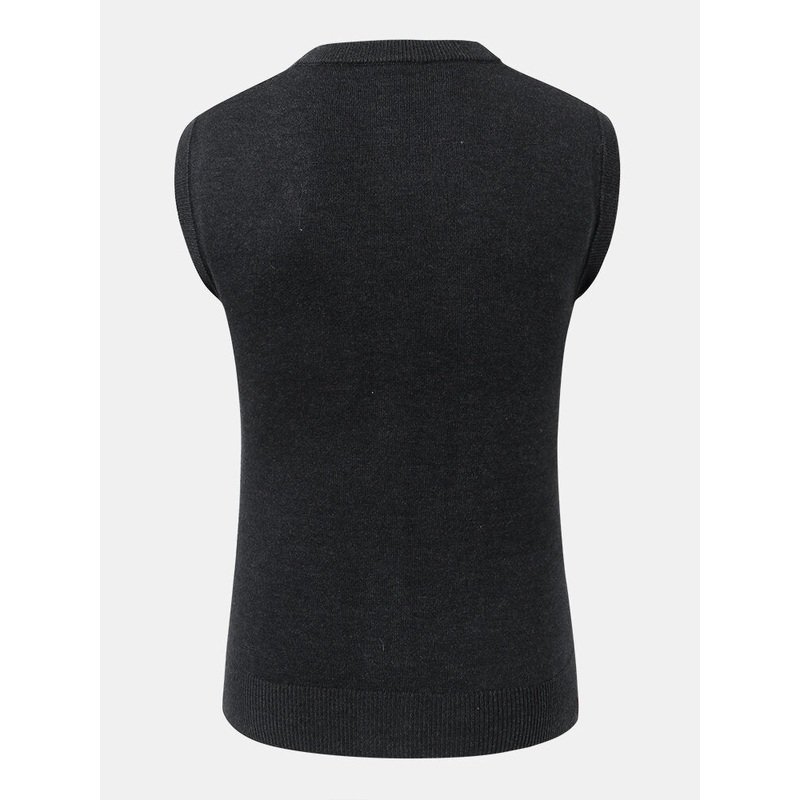 Mens Solid Color V-Neck Button Front Knit Woolen Casual Sleevless Vests