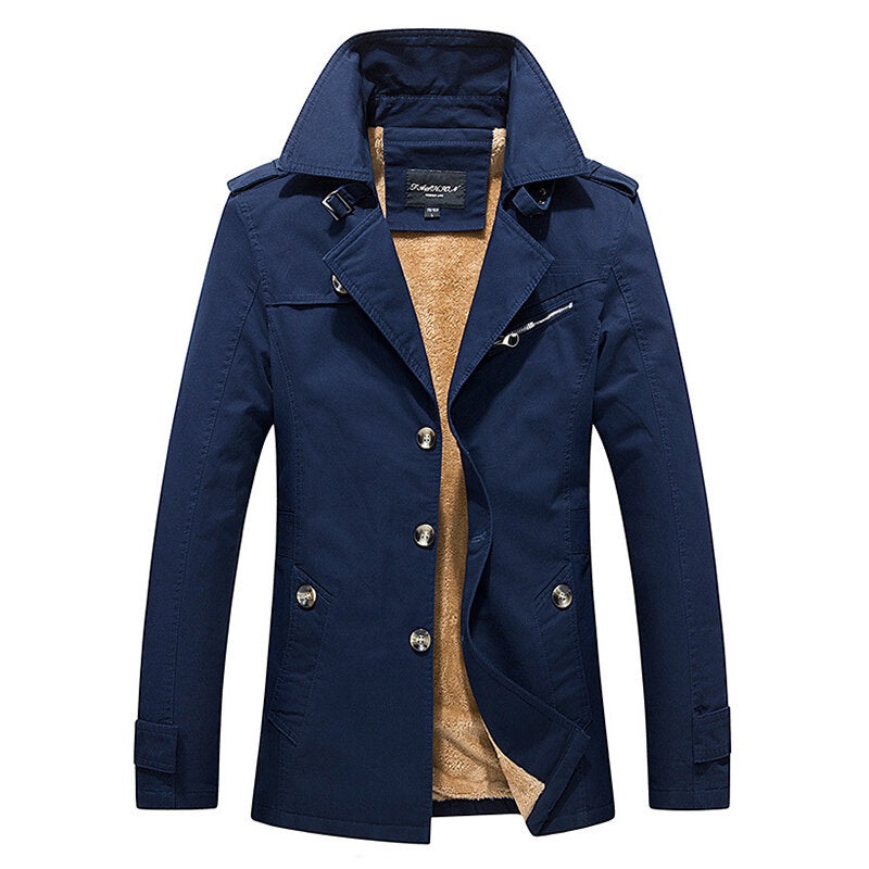 Thick Warm Slim Stylish Mid Long Fall Winter Trench Coats for Men