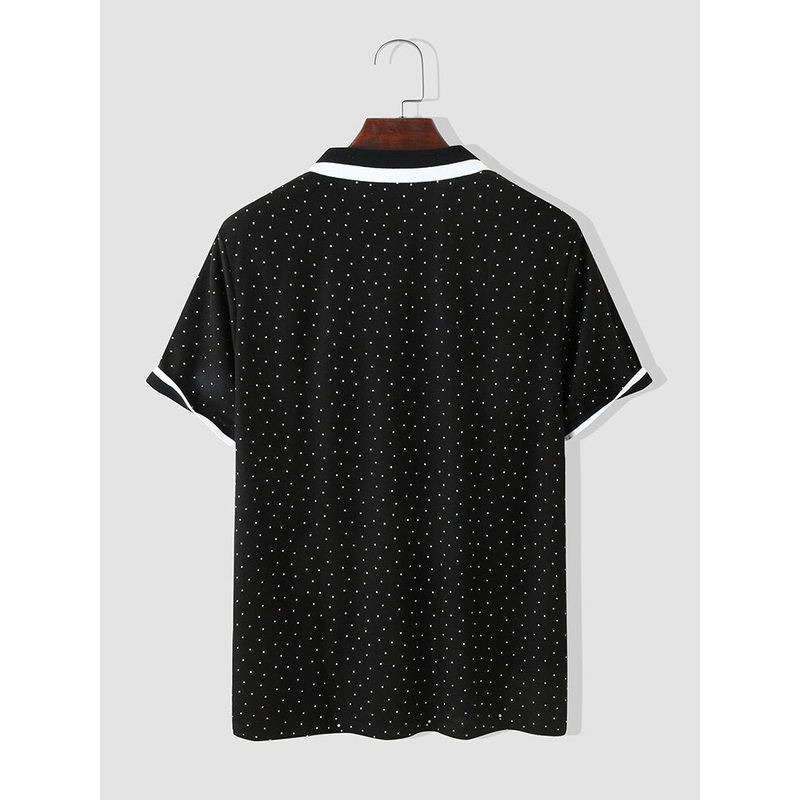 Men Polka Dots Business Short Sleeve Polos Shirts