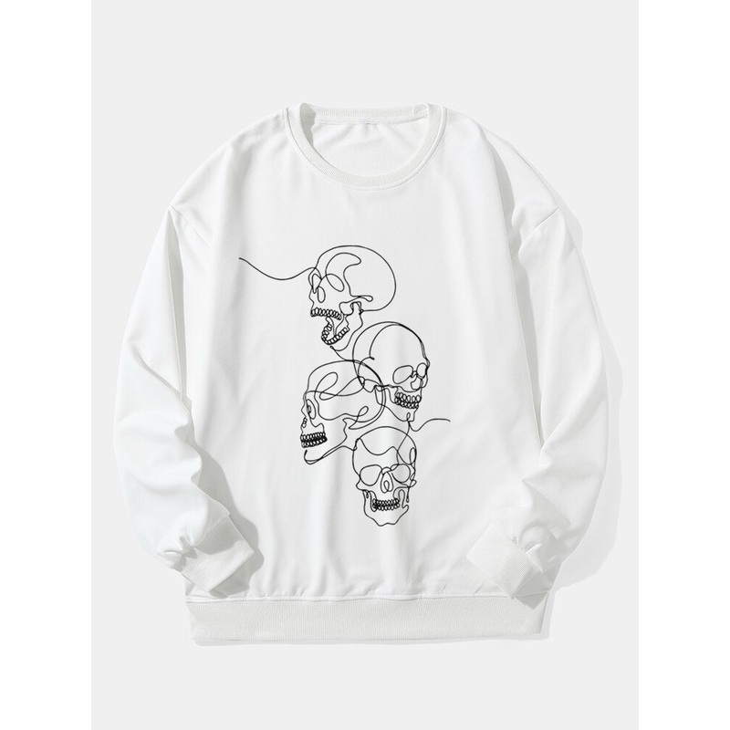 Mens Casual Halloween Sketelon Cartoon Sweatshirt