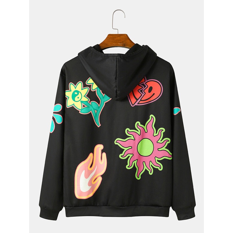 Mens Funny Cartoon Drawstring Casual Hoodies