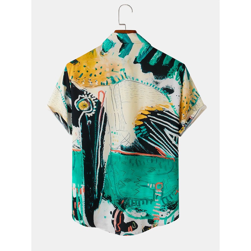Mens Funny Graffiti Pattern Short Sleeve Shirts
