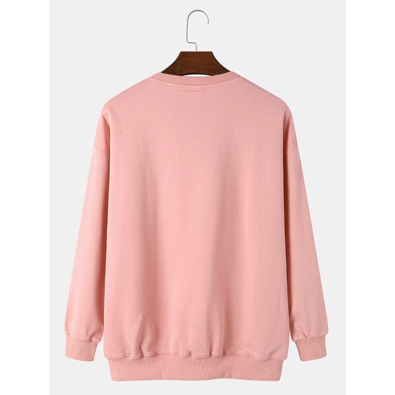 Mens  Hip-Hop Style Bear Cartoon Loose Fit Sweatshirt