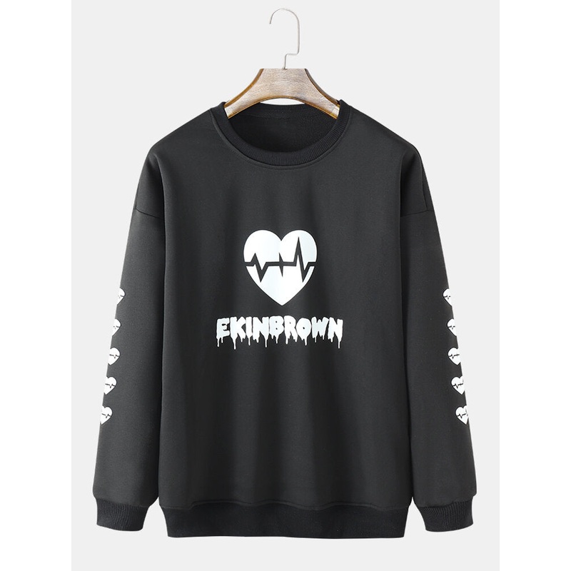 Mens Love and Letter Printed Long Sleeve Sweatshirt
