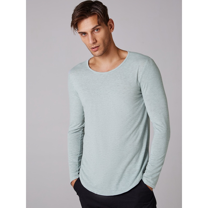 Mens O-Neck Slim Solid Color New Trend Bottoming Long Sleeve Shirts
