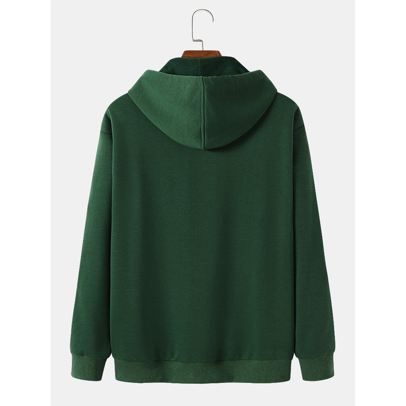 Mens Rose Embroidered Front Pocket Long Sleeve Hoodies