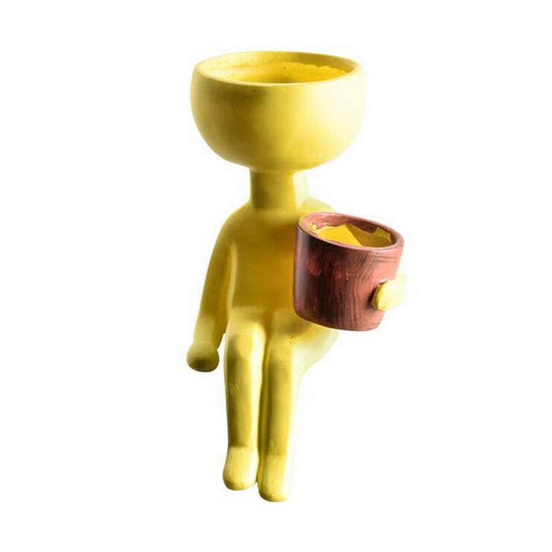 Character Portrait Flower Pot Resin Abstract Human Face Flower Pot Home Desktop Case Micro Landscape Decoration