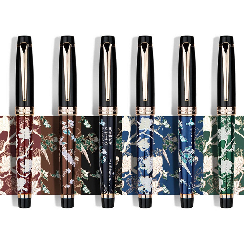 HongDian HD1837 Fountain Pen Flower Magpie Pattern 0.5MM Nib Fountain-Pens Gift Office Business Writing Set Stationery Supply