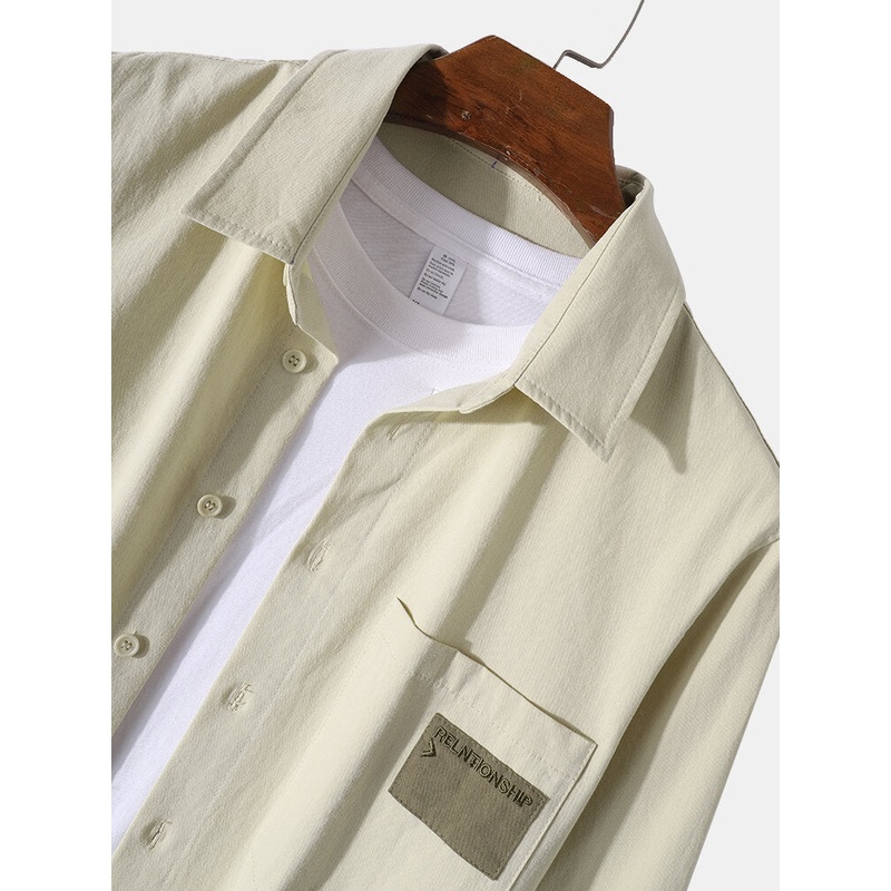 Mens 100% Cotton Button Down Long-Sleeve Shirt