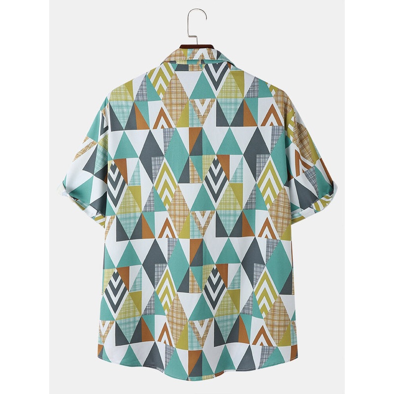 Mens Casual Argyle Pattern Pocket Shirts