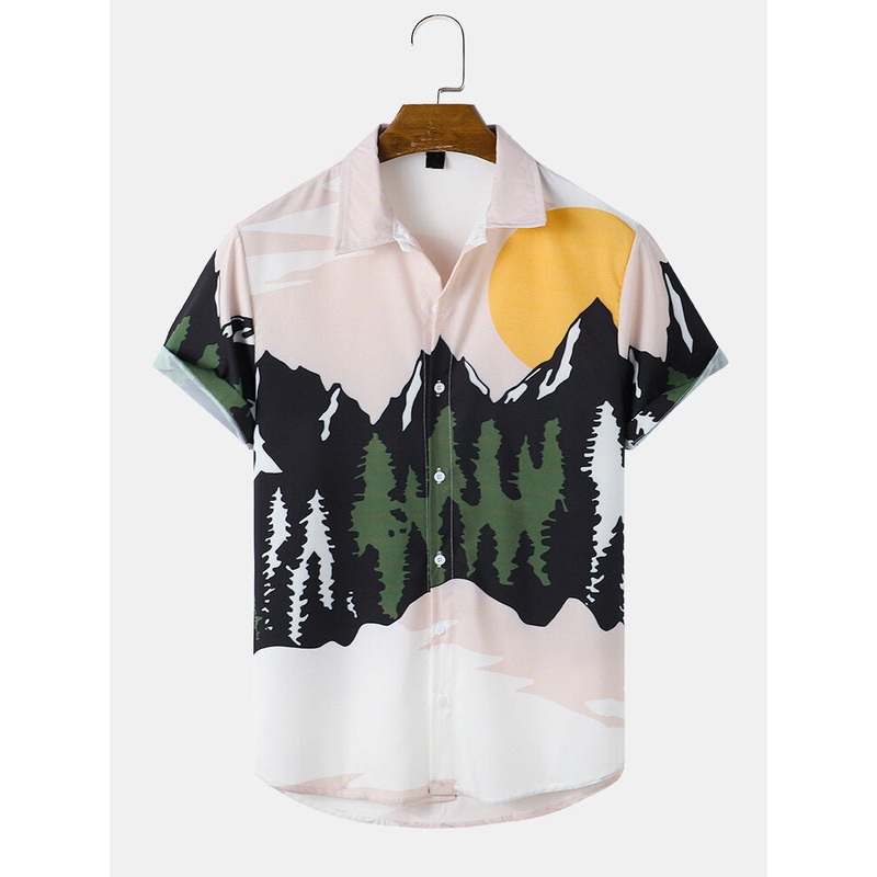 Mens Landscape Print Casual Shirts