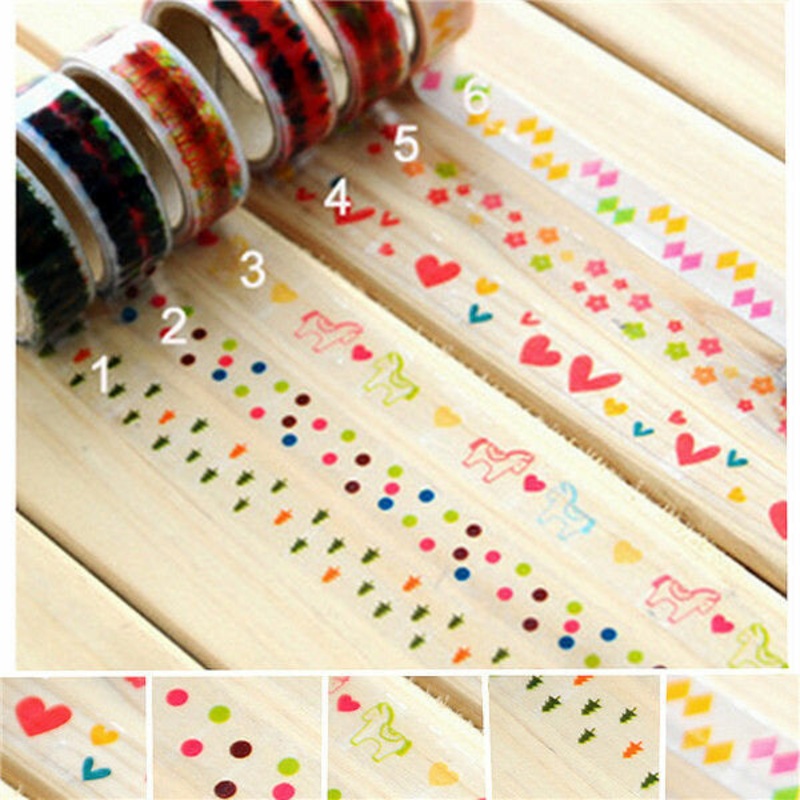 1.5cmx5m Cartoon Color Decor Adhesive Sticky Tape Kids Gift Photo Tape