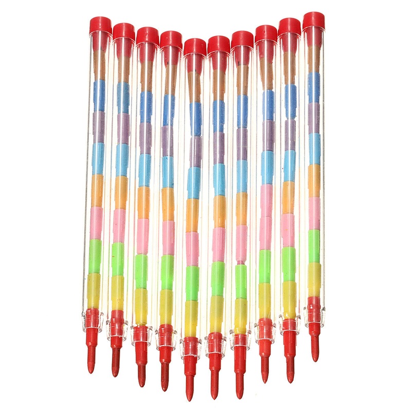 10Pcs Colored Crayons Pencil Set 10 Colors Free Combination Wax Nontoxic Kid Filler For Children Students