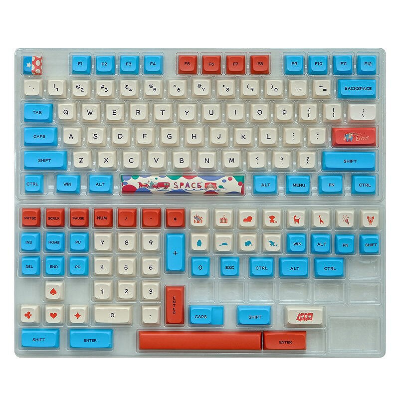 132 Keys Circus Theme Keycaps Set XDA Profile PBT Sublimation Key Caps Suitable for 61/64/68/78/84/87/96/980/104/108 Mechanical Keyboard