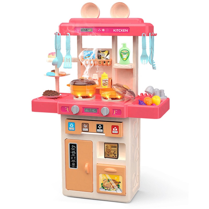 42pcs Children Kitchen Cooking Play Toy 73cm Simulation Kitchen Cooking Utensils Acousto-optic Spray Kitchenware Gift for Boys Girls