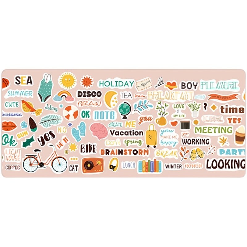 900x400mm Ins Wind Girl Cute Large Mouse Pad Oversized Cartoon Lock Edge Thickened Game Desk Mat Waterproof Office Deskpad
