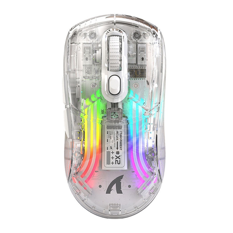 Attack Shark X2 2.4G/bluetooth/Type-C Wired Triple Mode Transparent Mouse 800-2400DPI RGB Light Mute Mice Ergonomic Gamer Mouse for PC Laptop Computer