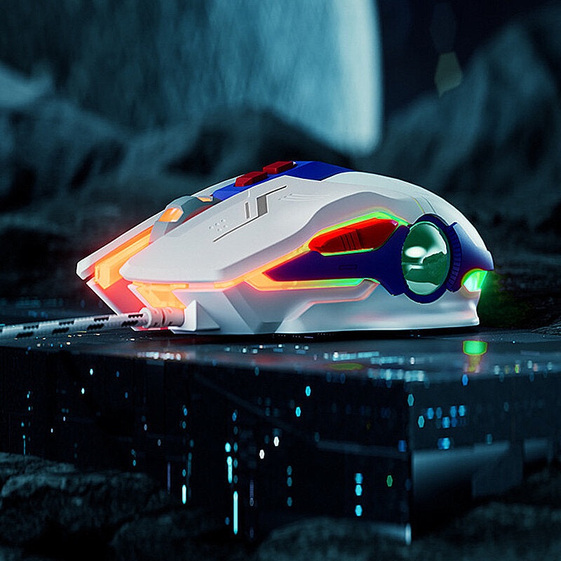 Inphic PW2 Pro Wired Gaming Mouse 800/1600/2400/4000 DPI Mute Mice with 7 Keys Macro Definition Colorful Breathing Light Ergonomics USB Wiring Gamer Mouse for PC Computer