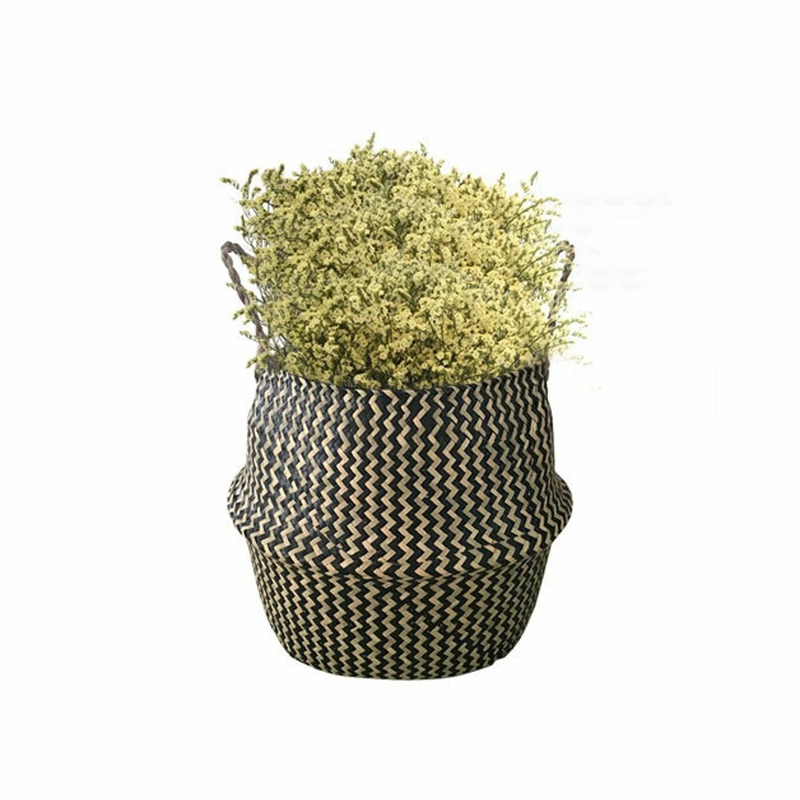 Sea grass Belly Basket Storage Plant Pot Foldable Laundry Nursery Room Decor