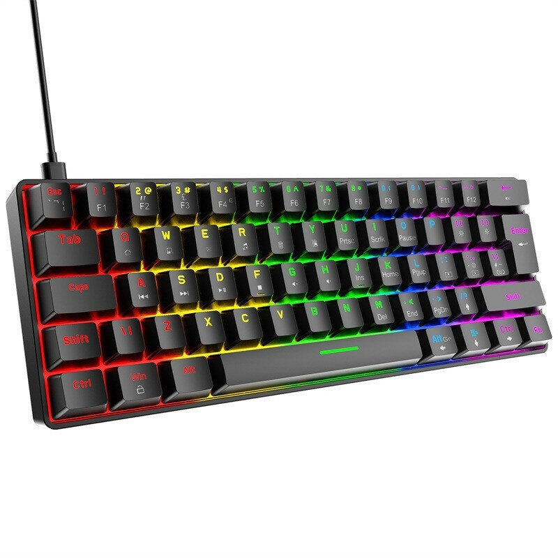 ZIYOULANG T60 Mechanical Keyboard 62 Keys NKRO RGB Backlight Type-C USB Wired Waterproof Black ABS Keycap UK Layout Blue Switch PC Gaming Keyboard