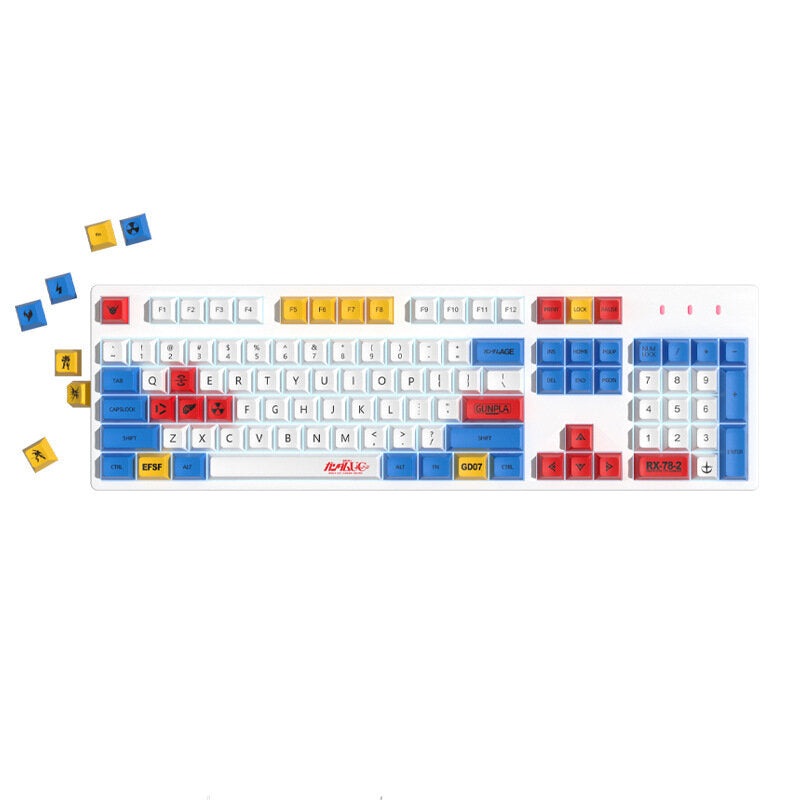 125 Keys Gundam PBT Keycap Set XDA Profile Sublimation Japanese Custom Keycaps for Mechanical Keyboards