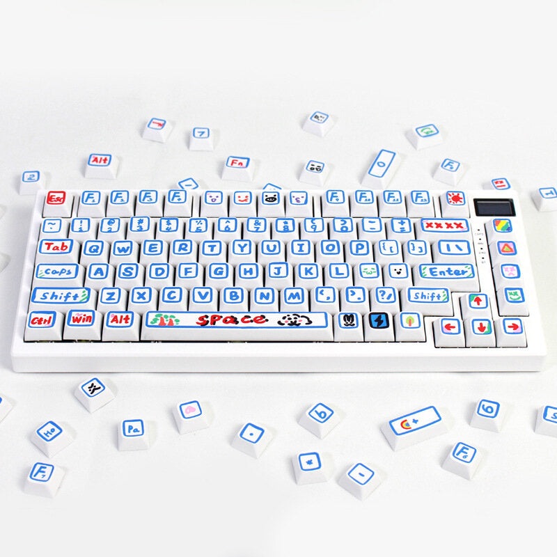 126 Keys Graffiti PBT Keycap Set XDA Profile Sublimation Cute Anime Custom Keycaps for Mechanical Keyboards