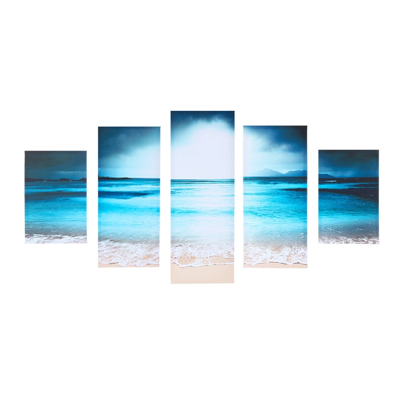 5Pcs Canvas Print Paintings Seaside Sunset Wall Decorative Print Art Pictures Wall Hanging Decorations for Home Office